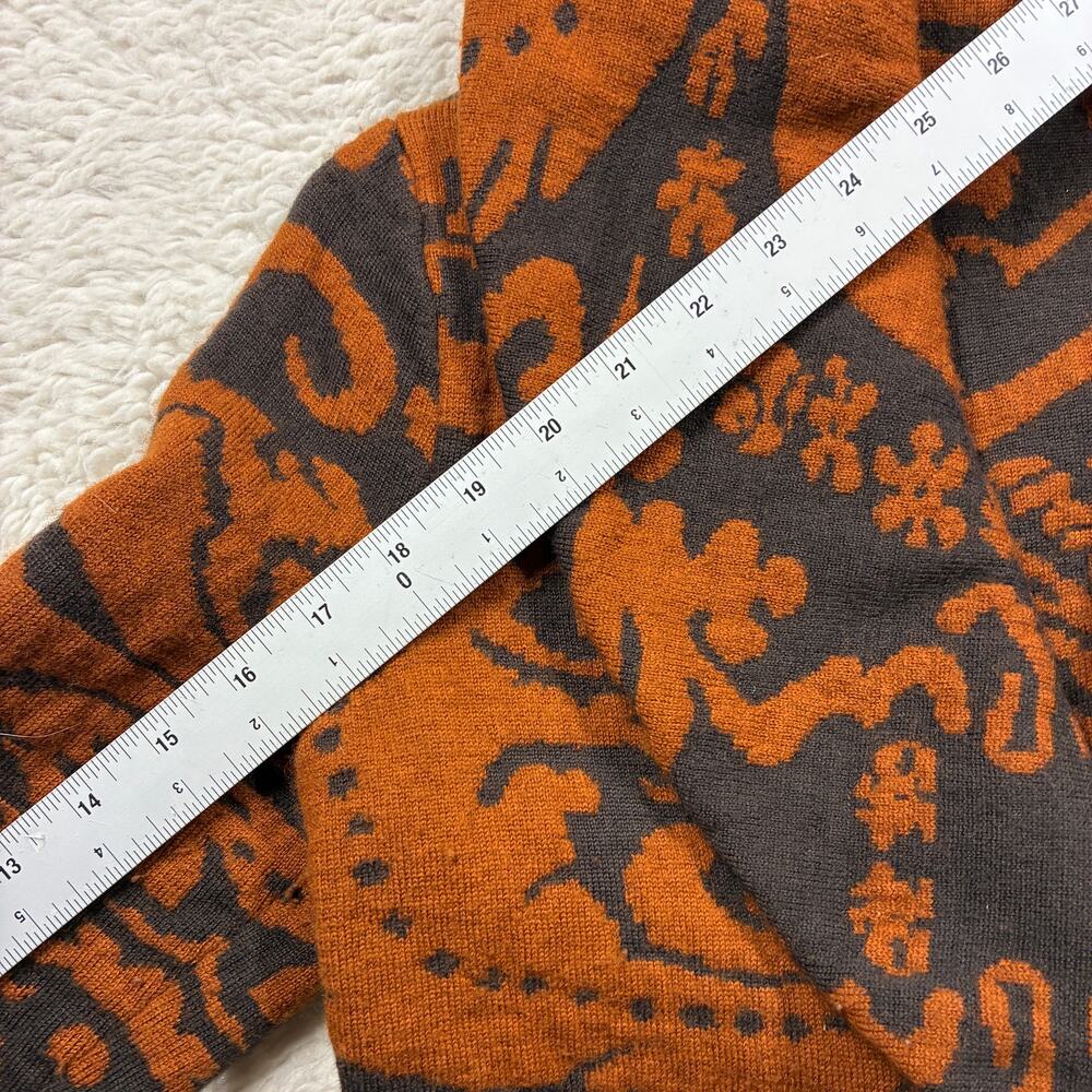 Merino Wool Damask Cardigan Coat Sweater Small S Rust/Brown Large Label MCM - Picture 8 of 8